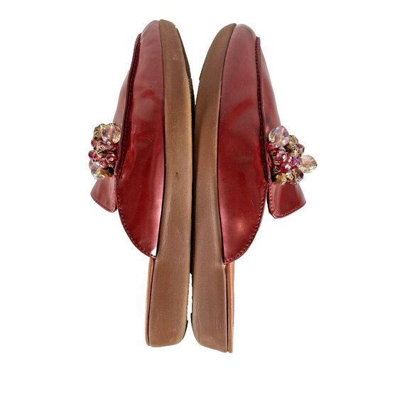 FitFlop Serene Deco Fire Red Patent Leather Embellished Mules Women’s 8 - Picture 11 of 12